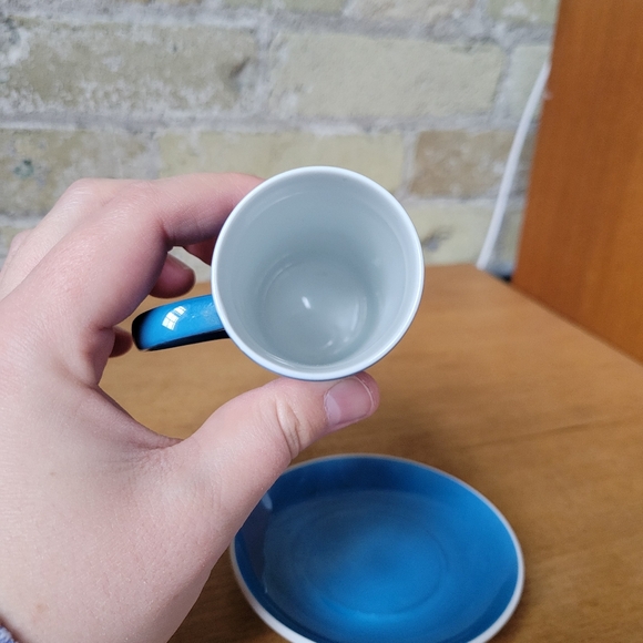 Vintage Lagardo Tackett Schmid Blue Porcelain Espresso Cup with Saucer - Picture 3 of 6